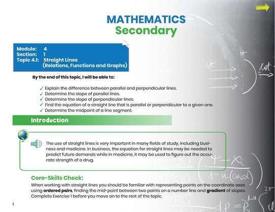 Mathematics Secondary Module 4 Section 1 Topic 4.1