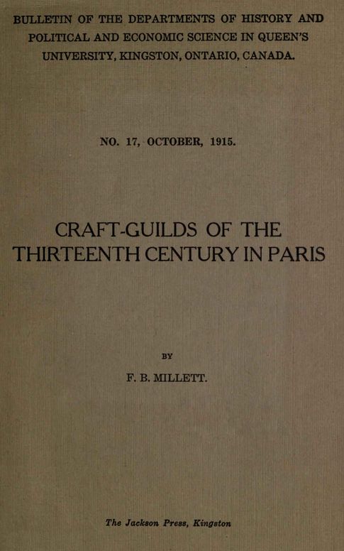 Craft-guilds of the thirteenth century in Paris