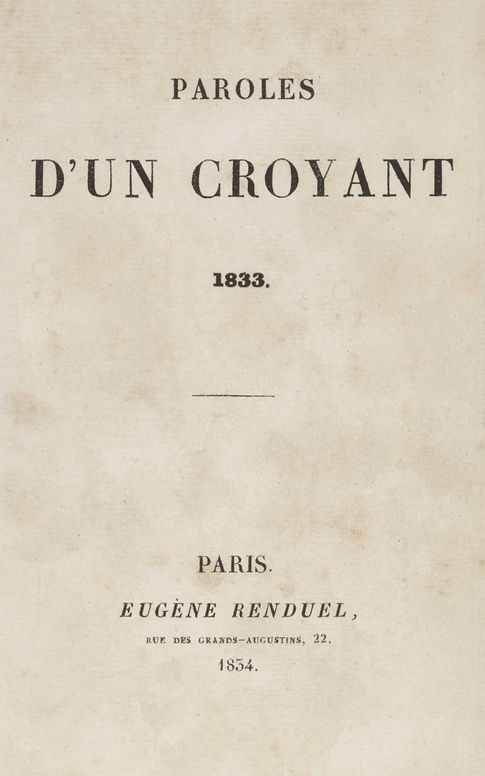 Paroles d'un croyant. 1833