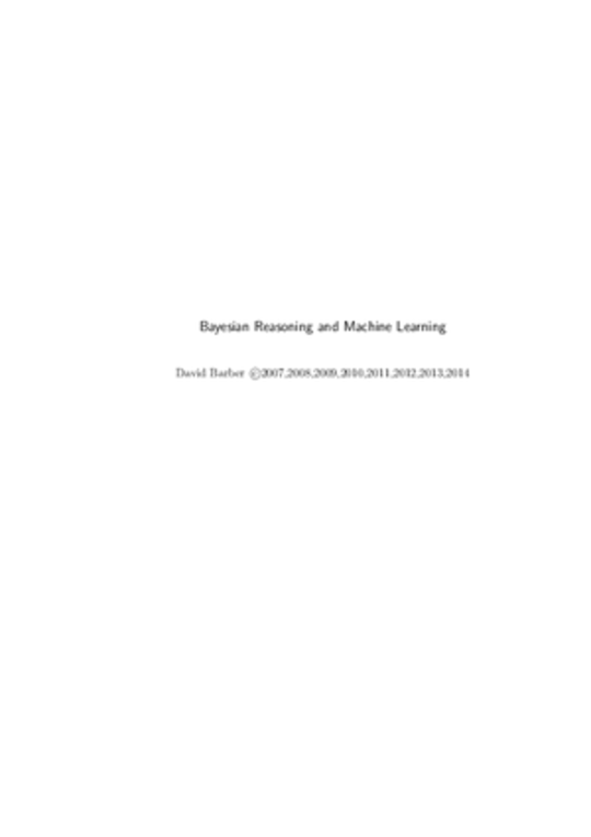 Bayesian Reasoning and Machine Learning
