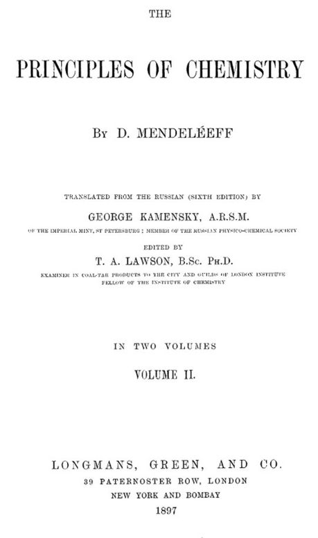 The Principles of Chemistry. Volume II (of 2)