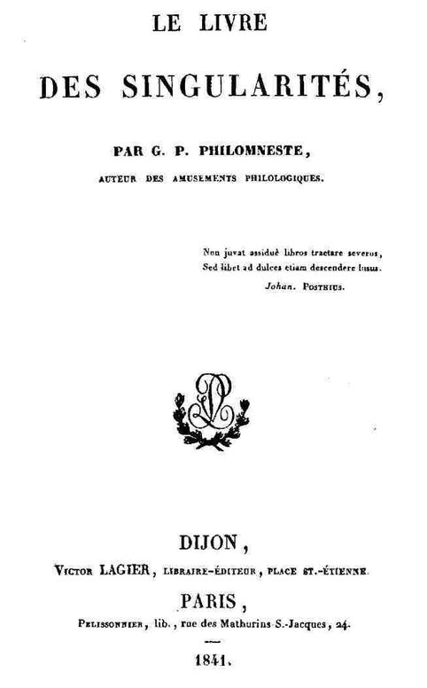 Le livre des singularités