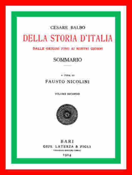 Della storia d'Italia dalle origini fino ai nostri giorni - Sommario