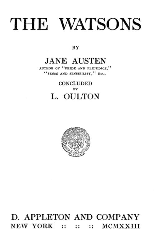 The Watsons: By Jane Austen, Concluded by L. Oulton