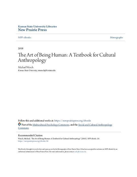 The Art of Being Human: A Textbook for Cultural Anthropology
