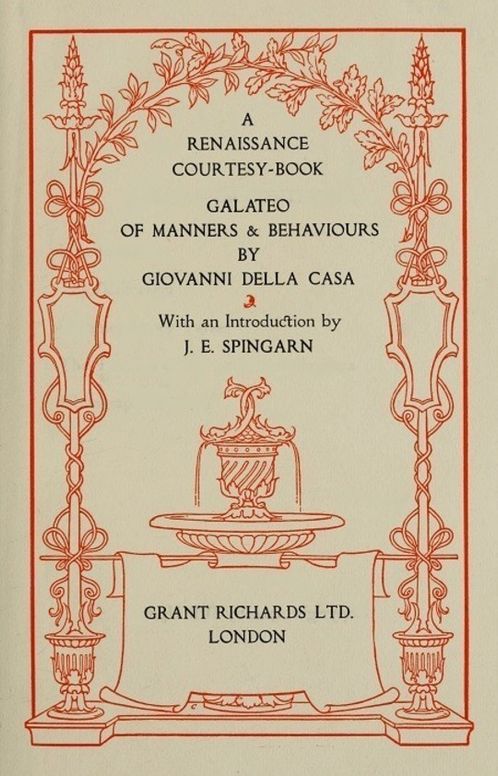 A Renaissance Courtesy-book Galateo of Manners and Behaviours