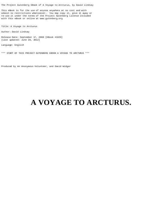 A Voyage to Arcturus