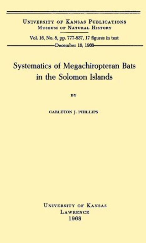 Systematics of Megachiropteran Bats in the Solomon Islands