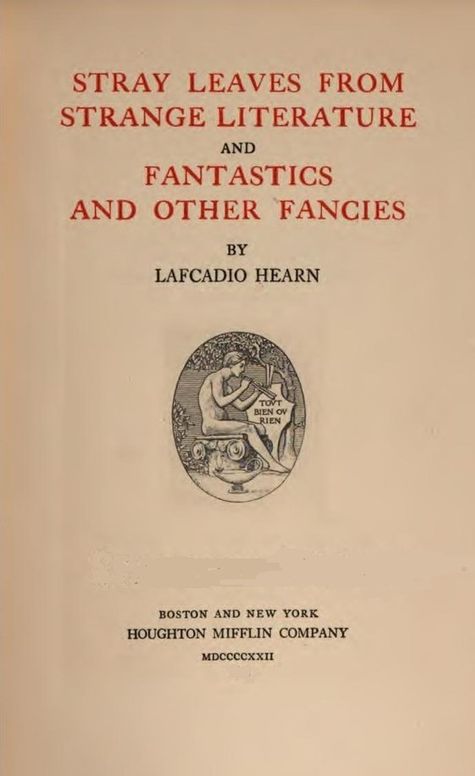 Stray Leaves from Strange Literature - Fantastics and other Fancies
