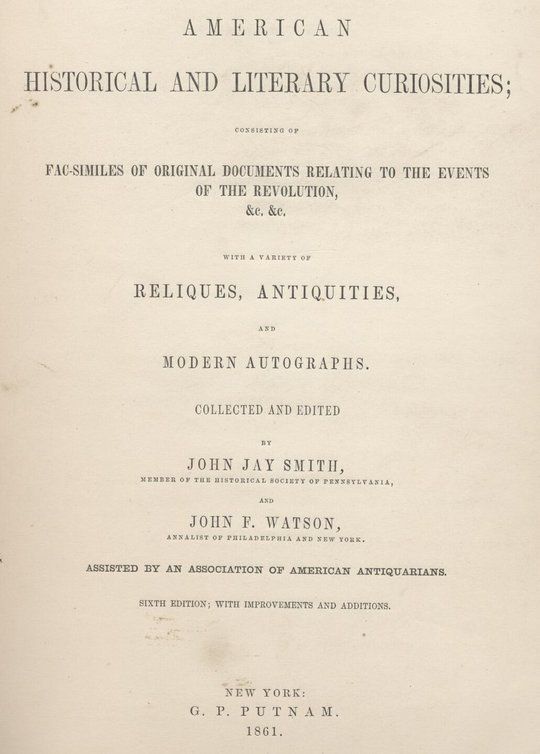 American Historical and Literary Curiosities, Series One