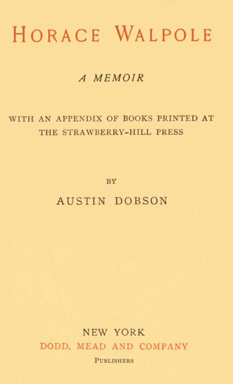 Horace Walpole
A memoir