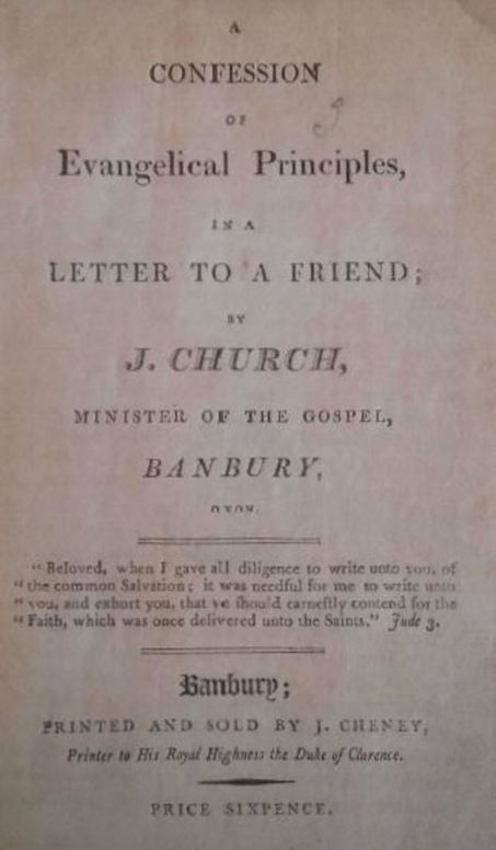 A Confession of Evangelical Principles
in a letter to a friend