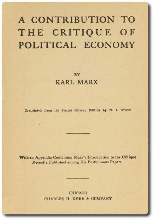 A Contribution to The Critique Of The Political Economy