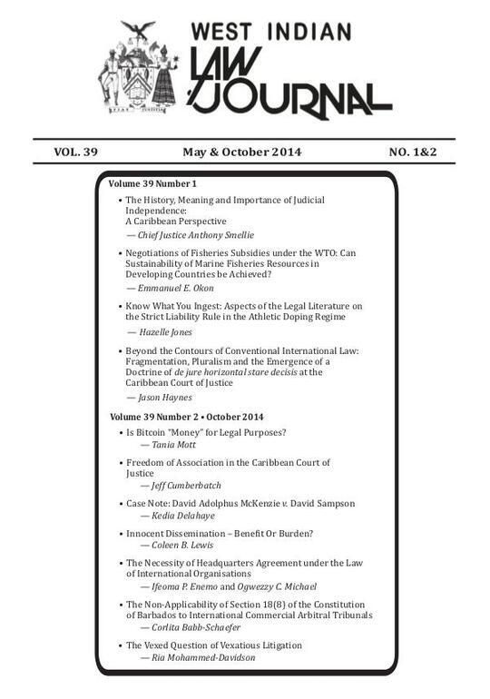West Indian Law Journal Volume 39 Issues 1 & 2