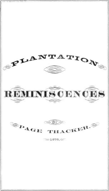 Plantation Reminiscences