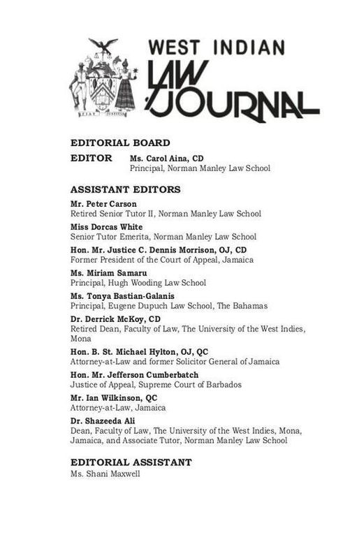 West Indian Law Journal Volume 40 Issues 1 & 2