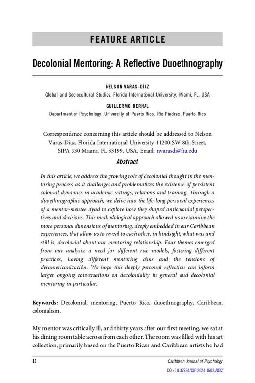 Decolonial Mentoring: A Reflective Duoethnography
