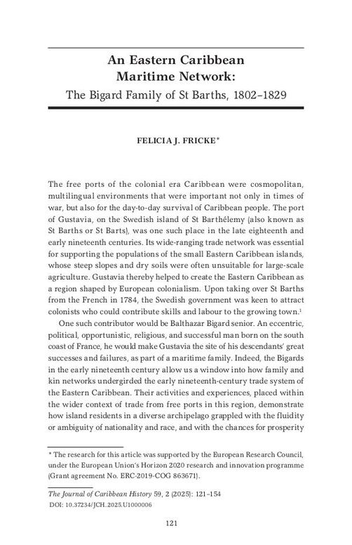 An Eastern Caribbean Maritime Network: The Bigard Family of St Barths, 1802–1829